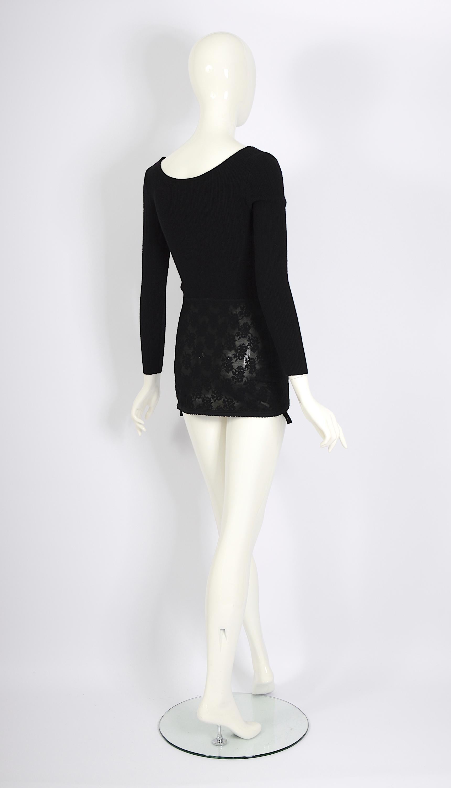 Moschino vintage 1980 corset attaché noir micro mini robe ou top  en vente 3