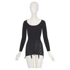 Moschino Franco vintage 1980s attached corset black micro mini dress or top 