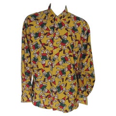 Moschino Vintage 1990s Cotton Pinnochio Print Corduroy Shirt