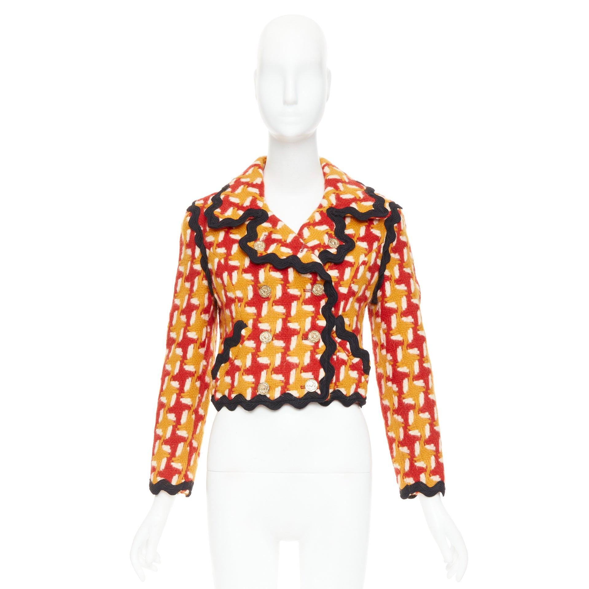 MOSCHINO Giacca vintage anni '90 in pied-de-poule arancione IT42 M in vendita 6