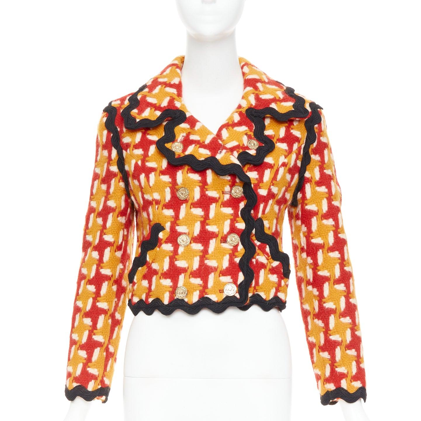 Arancia MOSCHINO Giacca vintage anni '90 in pied-de-poule arancione IT42 M in vendita