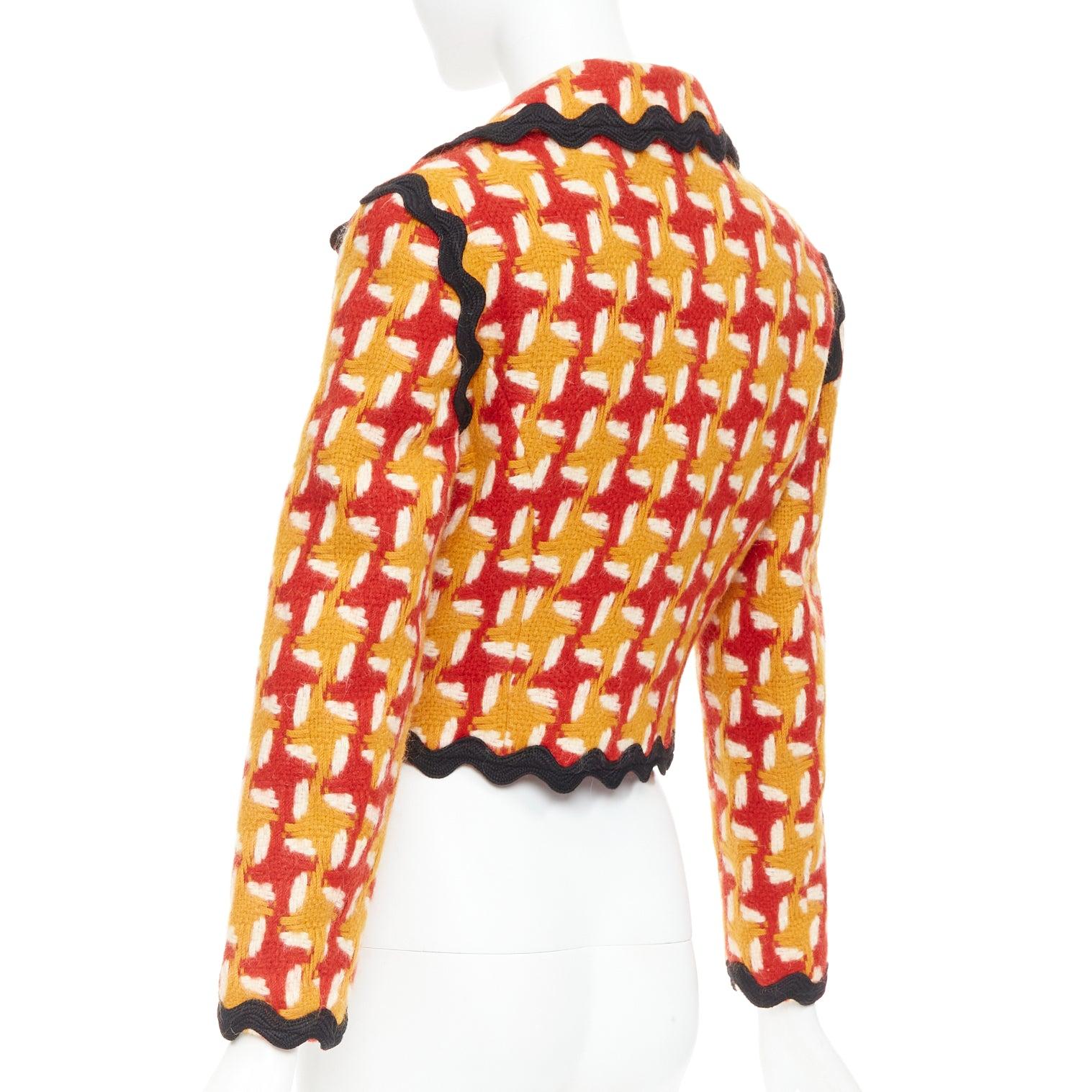 MOSCHINO Giacca vintage anni '90 in pied-de-poule arancione IT42 M in vendita 2