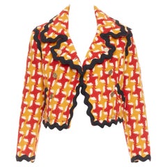 MOSCHINO Vintage 1990s orange orange houndstooth tweed cropped jacket IT42 M
