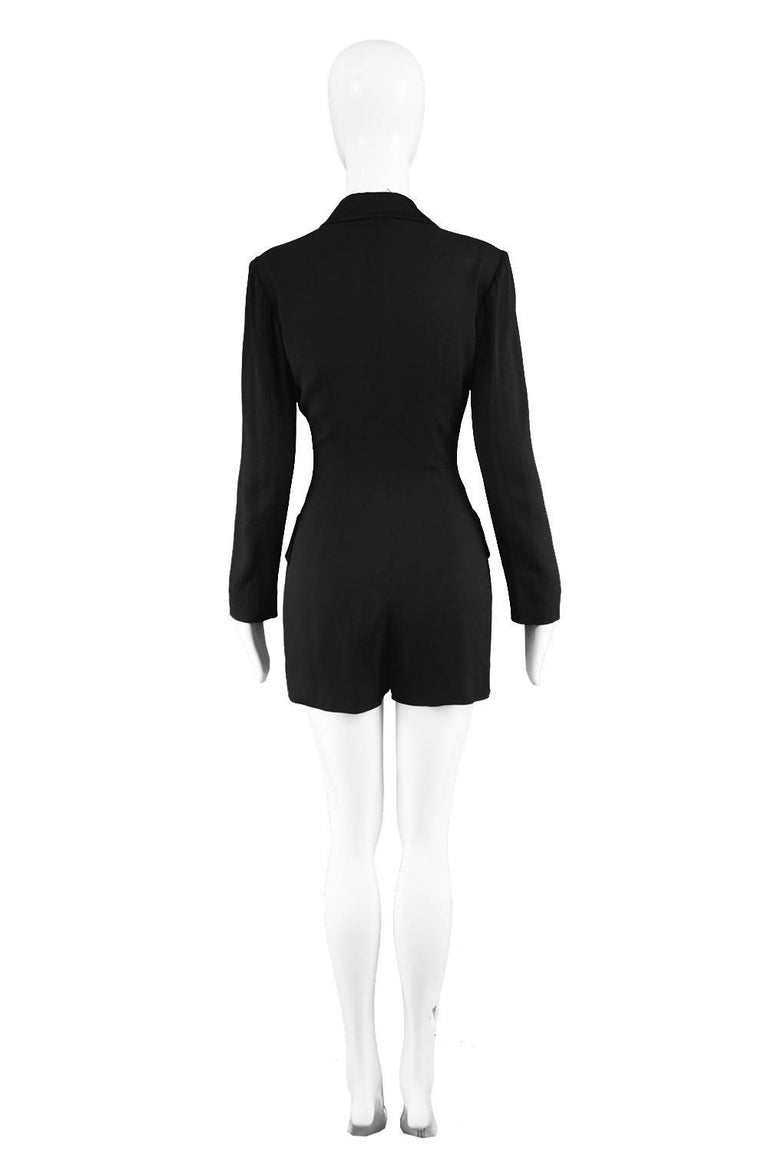 Moschino Vintage 1990s Playsuit Black Crepe Tuxedo Suit Built in Shorts ...