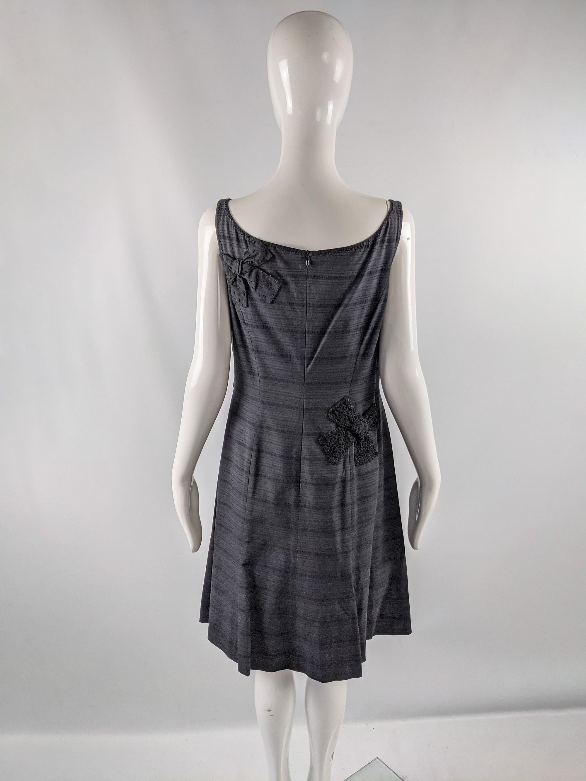 Moschino Vintage 90s Cute Black Bow Appliqué Sleeveless Party Dress, 1990s 4