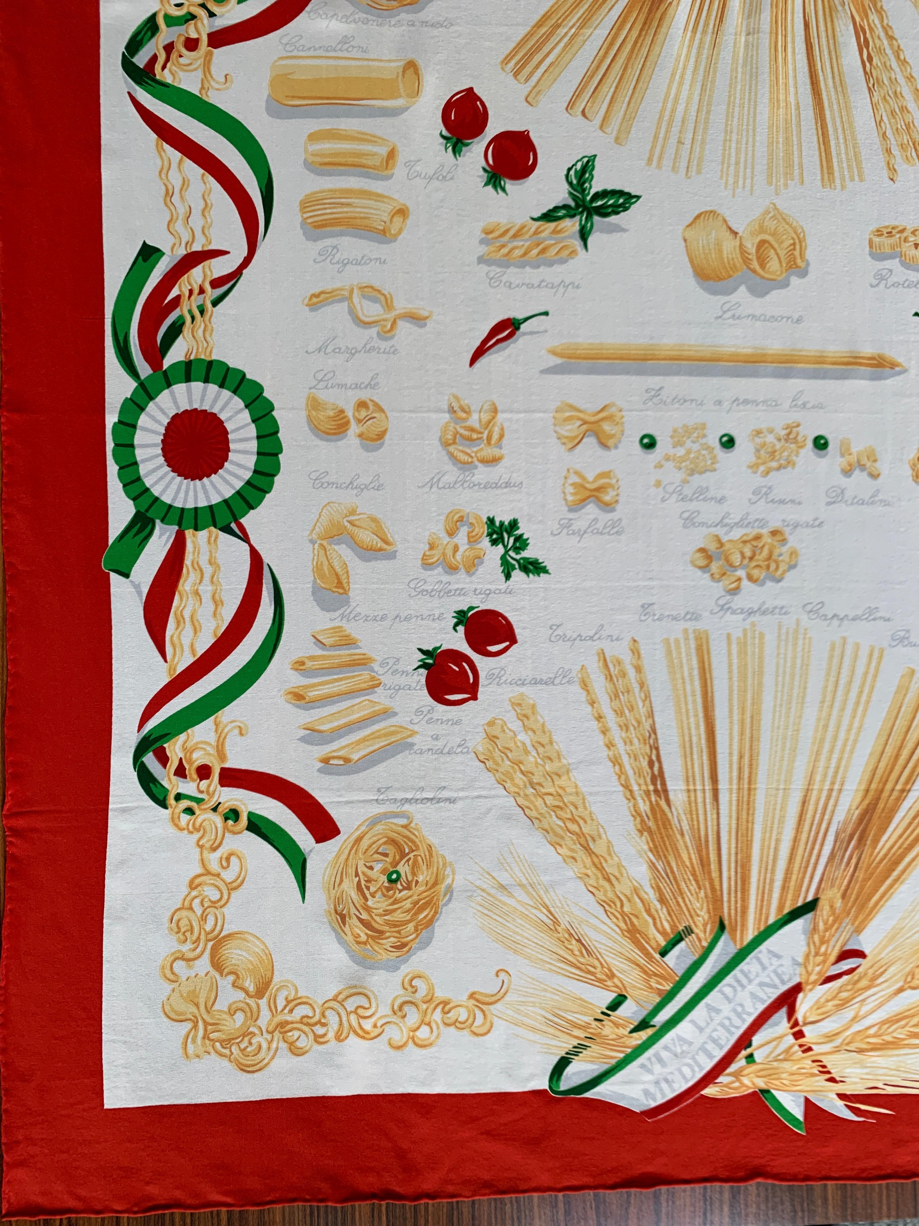 Beige Moschino Vintage 90s Italian Pasta Noodle Scarf