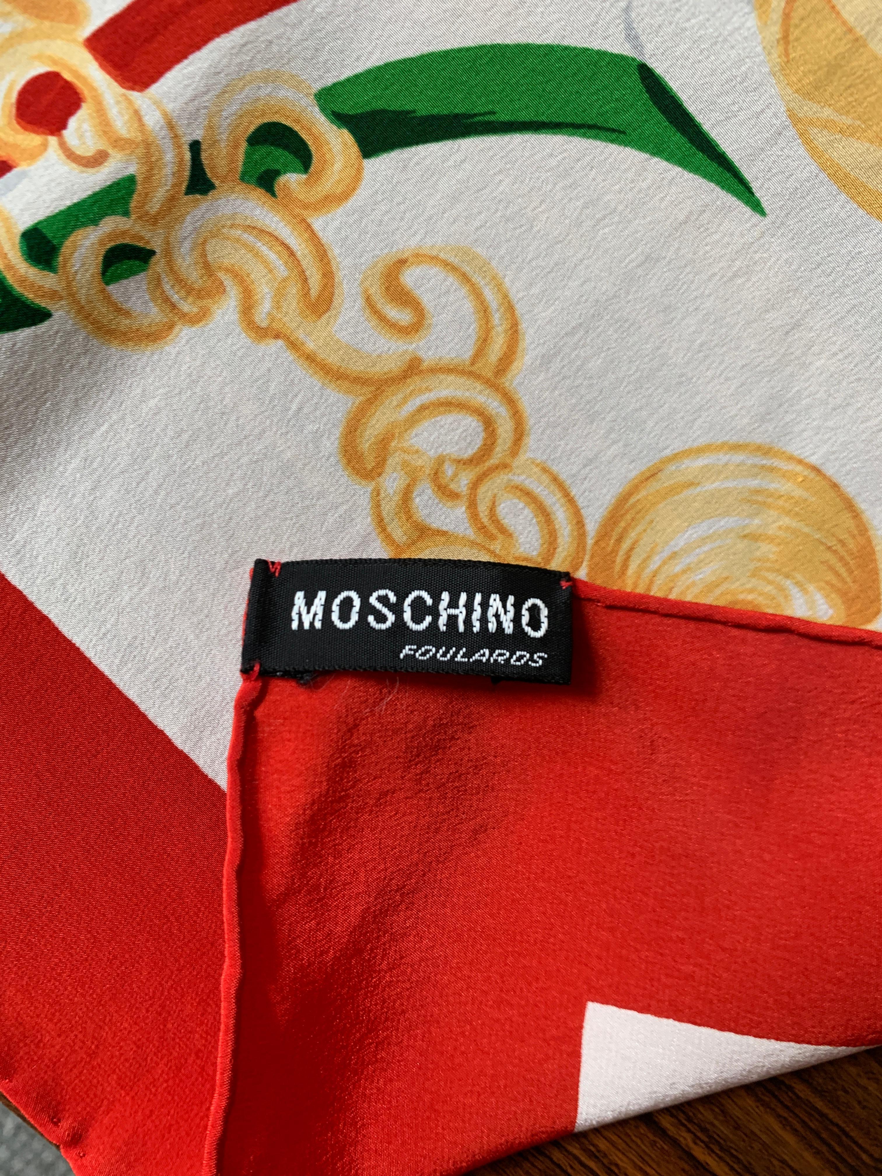 Moschino Vintage 90s Italian Pasta Noodle Foulard 3