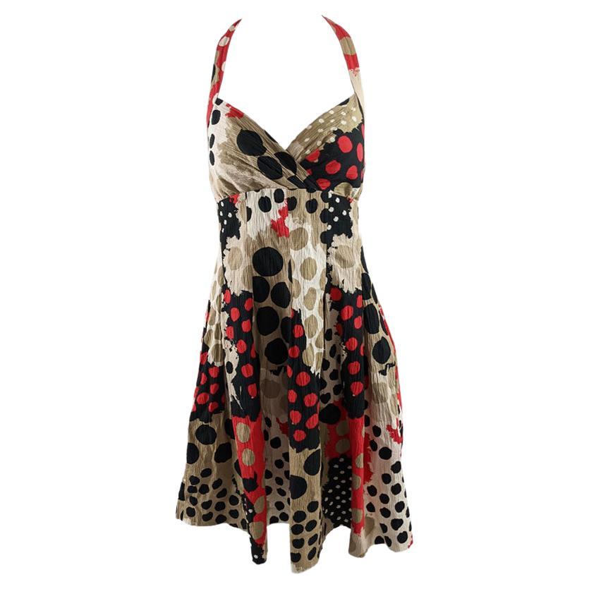 Moschino Vintage Abstract Polka Dot Pattern Halter Neck Party Dress, 2000s