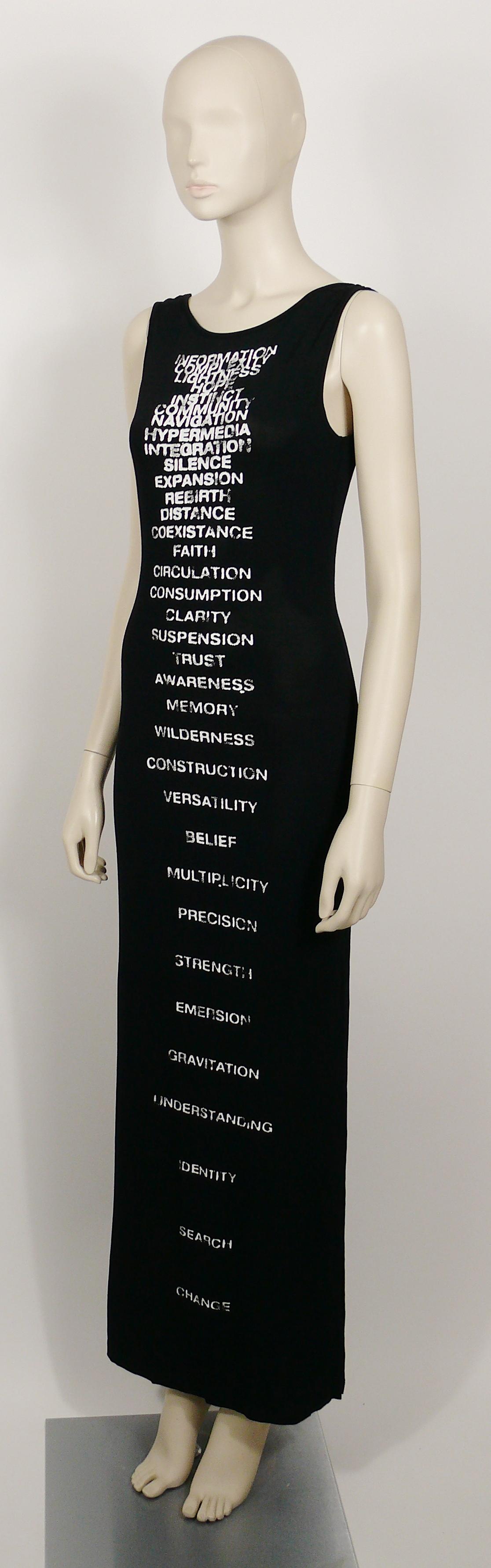 Moschino Vintage All Over Text Black Maxi Tank Dress In Good Condition In Nice, FR