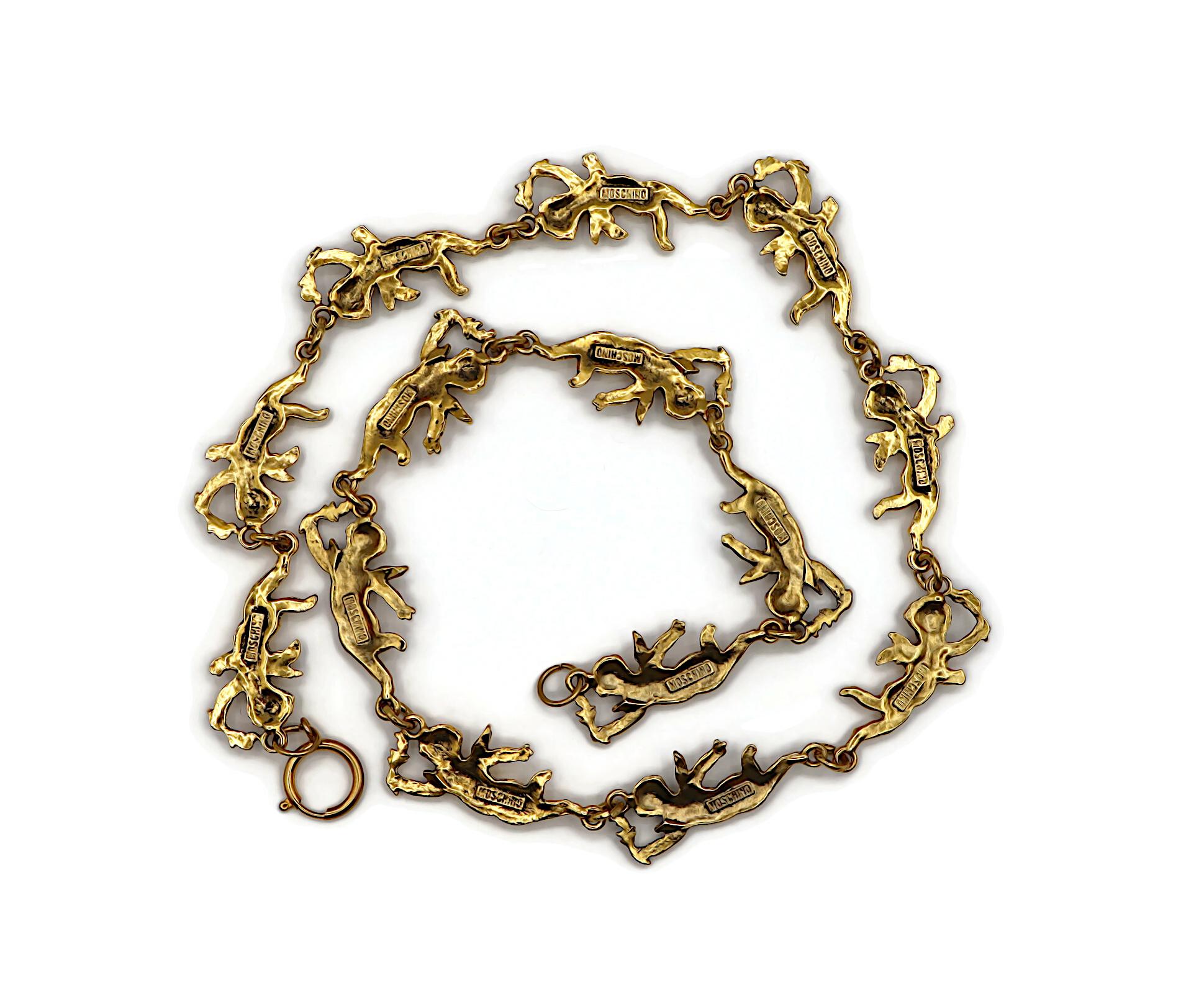 MOSCHINO Collier chérubin vintage en or vieilli en vente 7