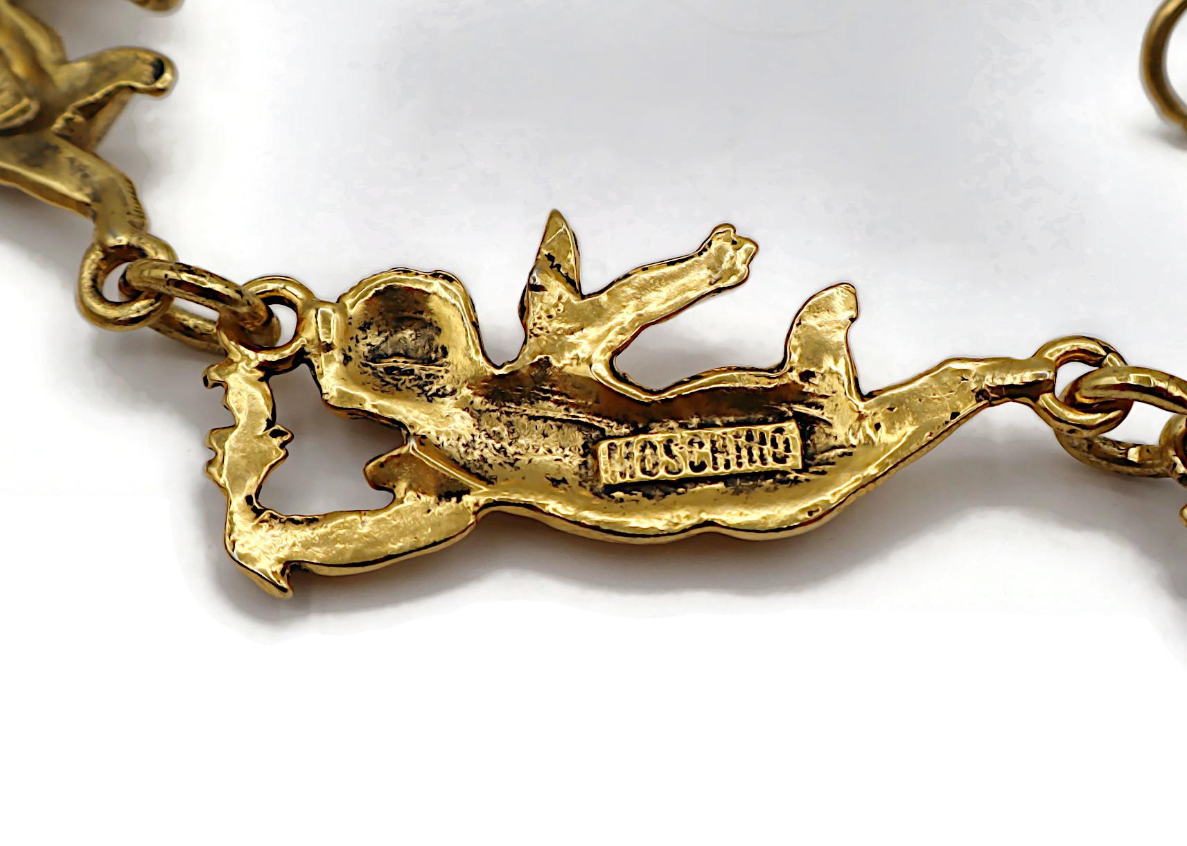 MOSCHINO Collier chérubin vintage en or vieilli en vente 8