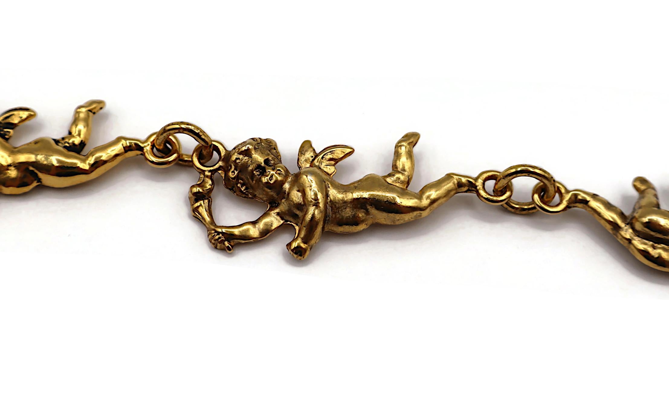 MOSCHINO Collier chérubin vintage en or vieilli en vente 10