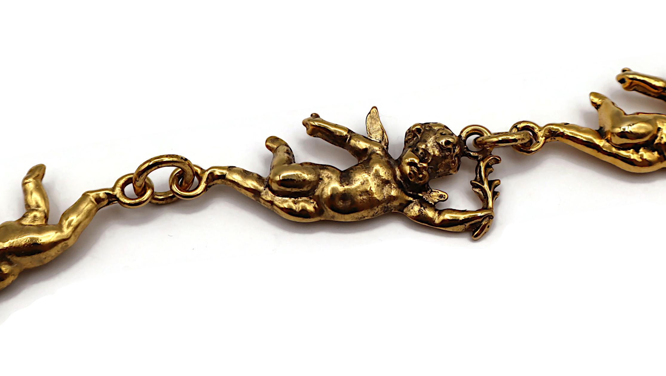 MOSCHINO Collier chérubin vintage en or vieilli en vente 11