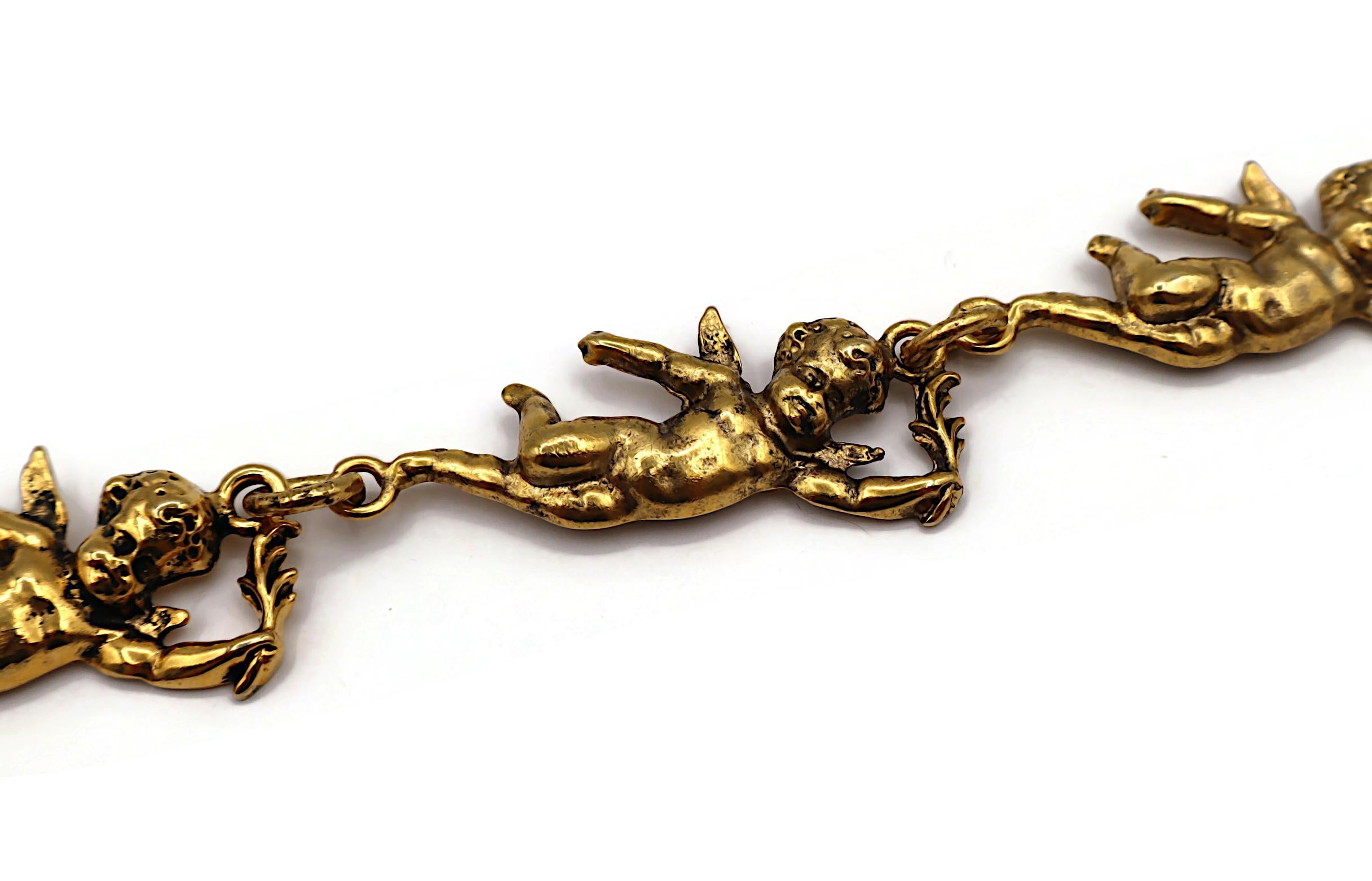 MOSCHINO Collier chérubin vintage en or vieilli en vente 12