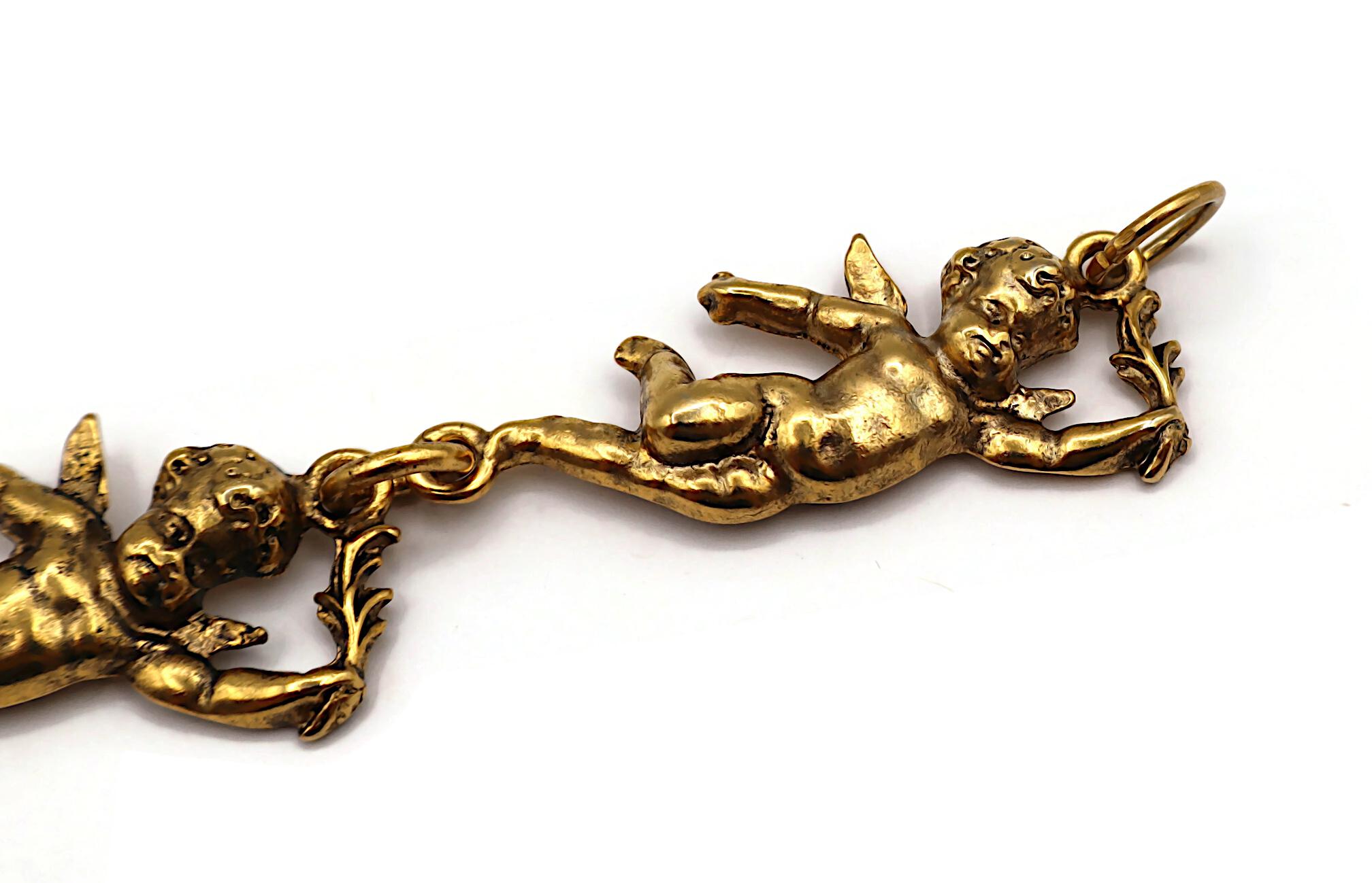 MOSCHINO Collier chérubin vintage en or vieilli en vente 13