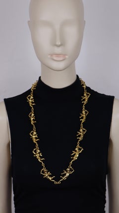 MOSCHINO Vintage Antike goldfarbene Cherub-Halskette, Vintage