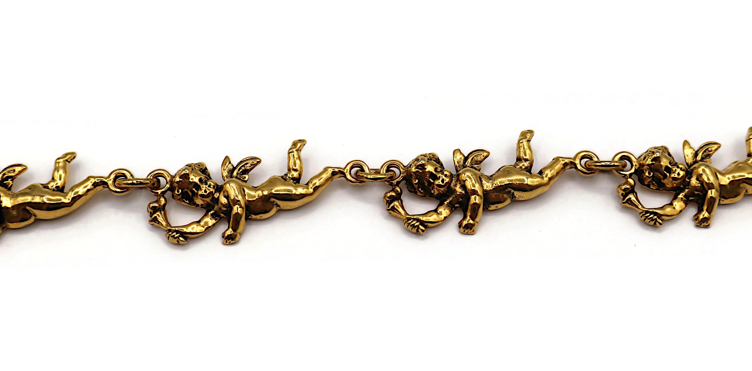 MOSCHINO Collier chérubin vintage en or vieilli en vente 2