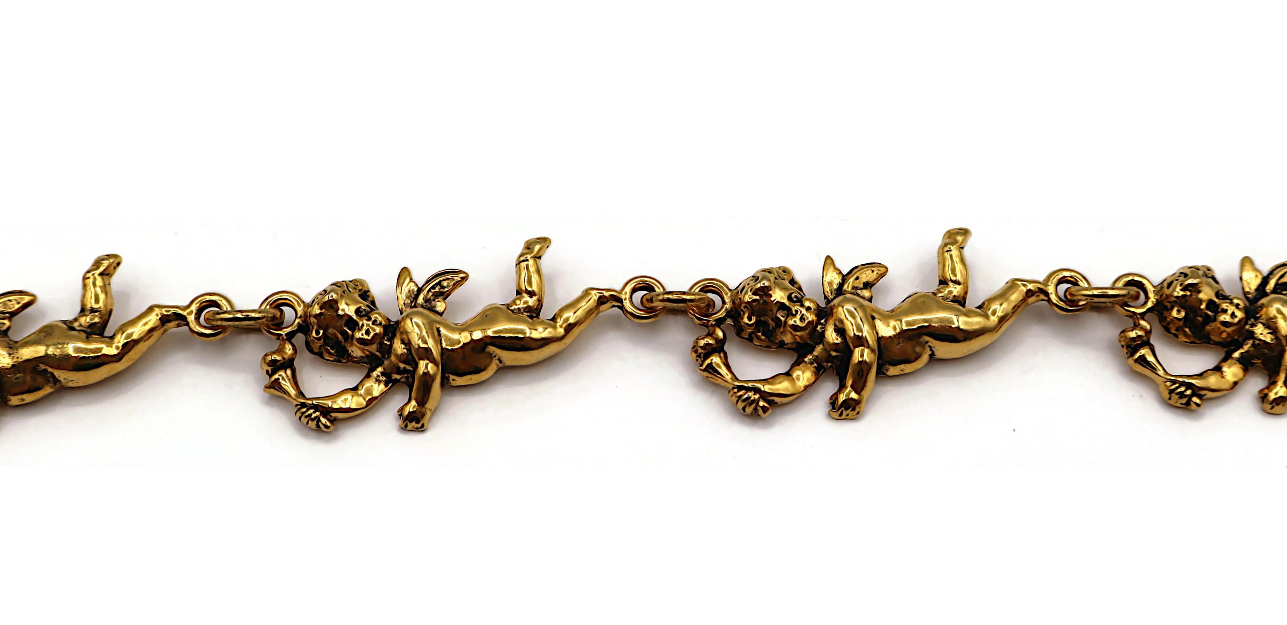 MOSCHINO Collier chérubin vintage en or vieilli en vente 3