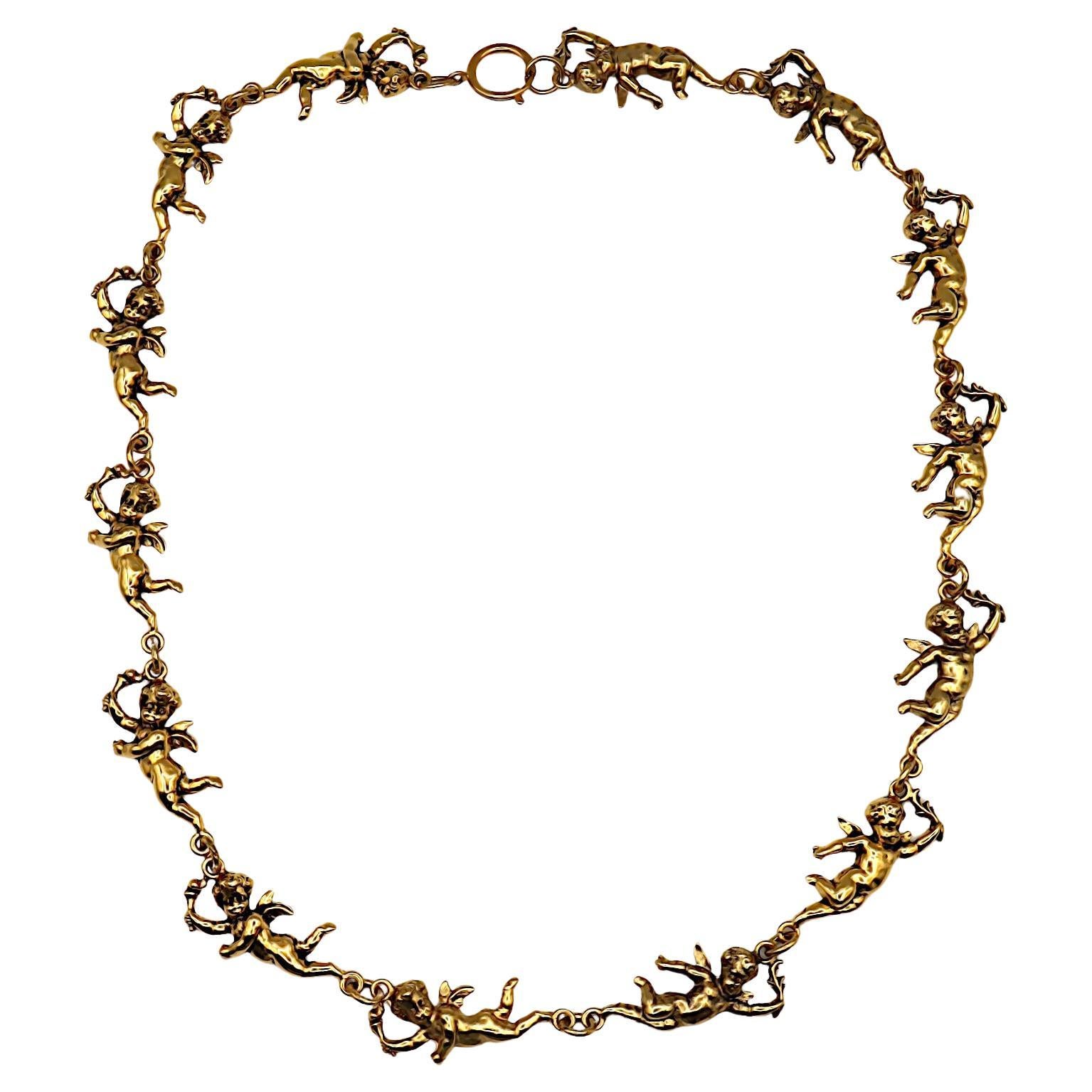 MOSCHINO Collana Cherubino Vintage in tonalità oro anticato