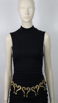 MOSCHINO Vintage Antiqued Gold Tone Question Mark Belt