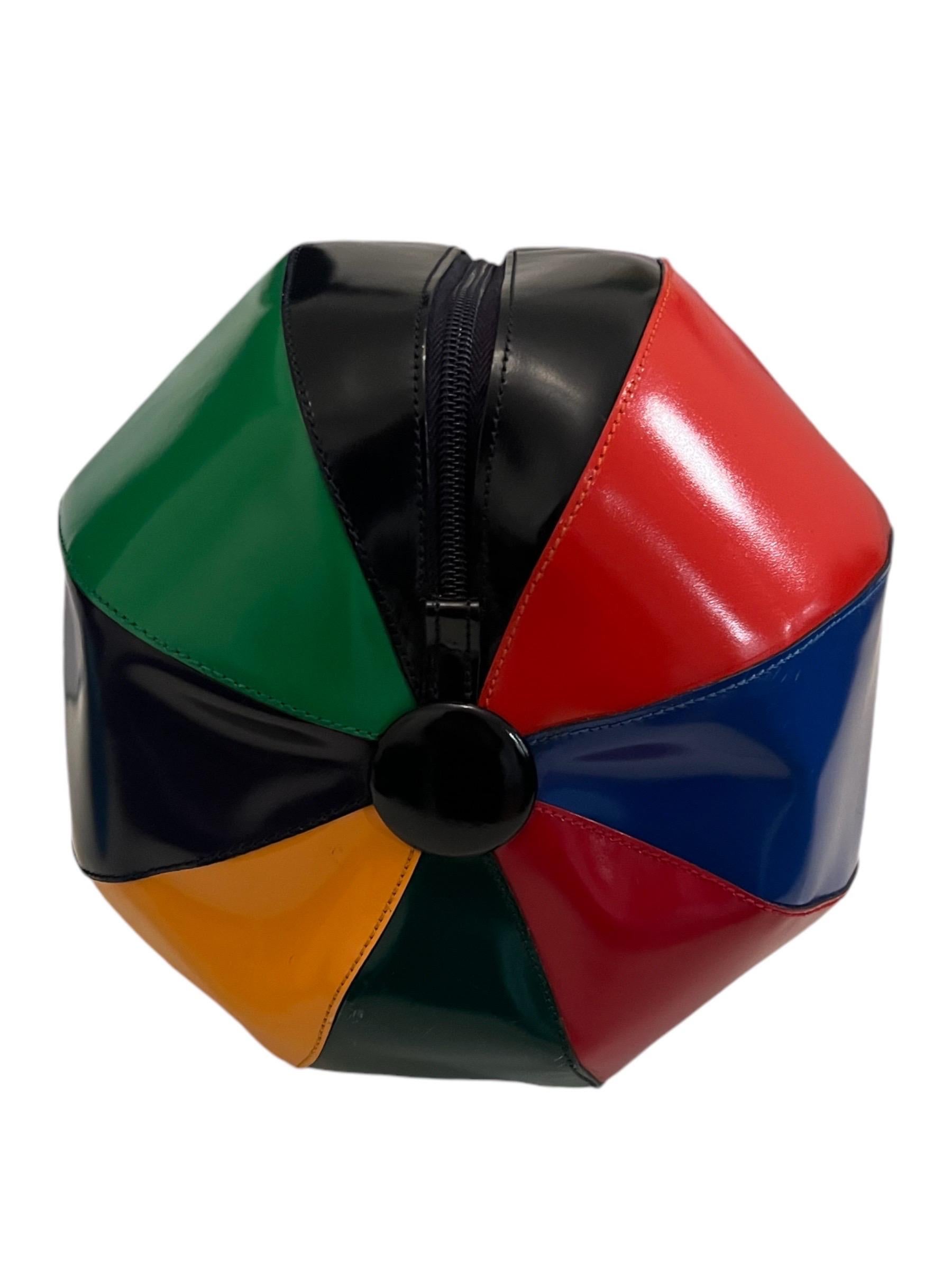 Black Moschino Vintage Beach Ball Leather Wristlet Bag For Sale