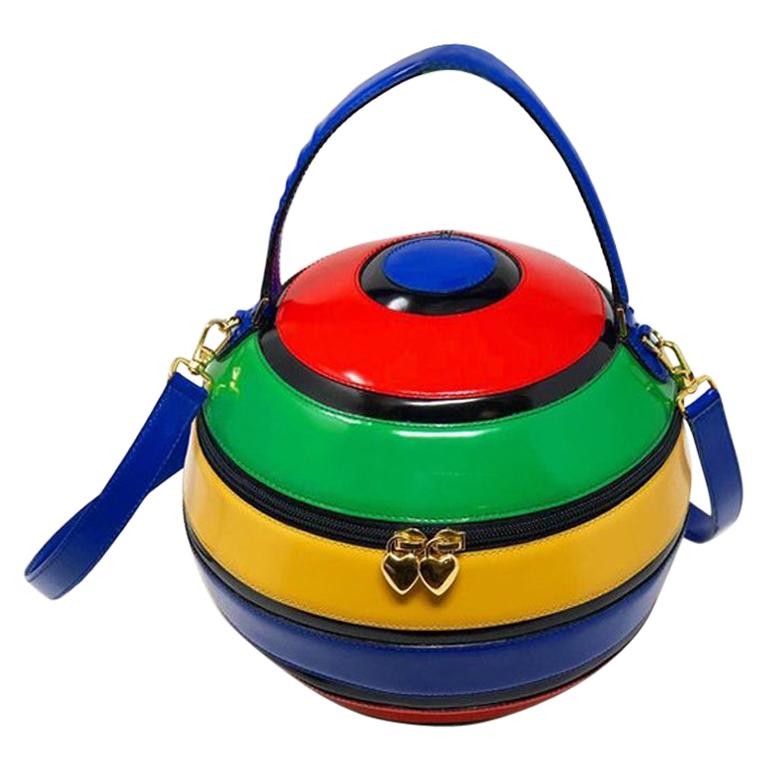 Moschino Vintage Beach Ball Striped Leather Bag For Sale