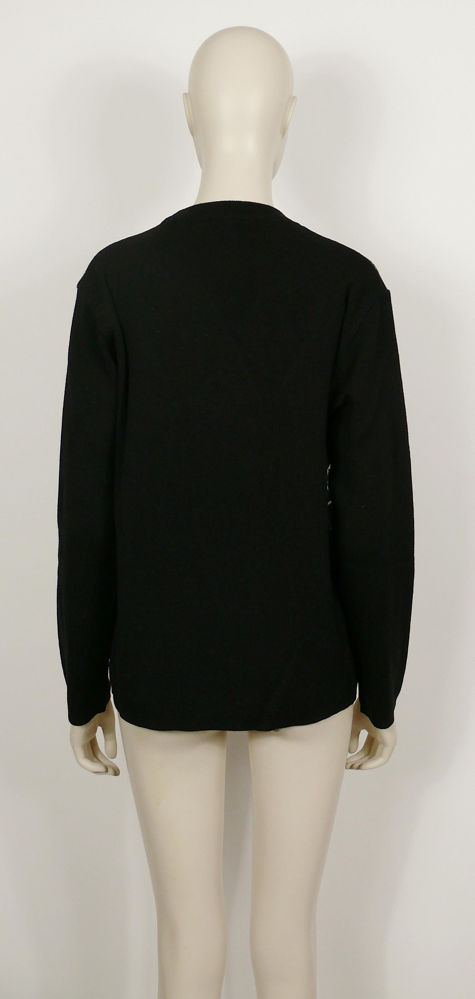Moschino Vintage Black and White Computer Screen Wool Light Sweater Size L In Excellent Condition For Sale In Nice, FR