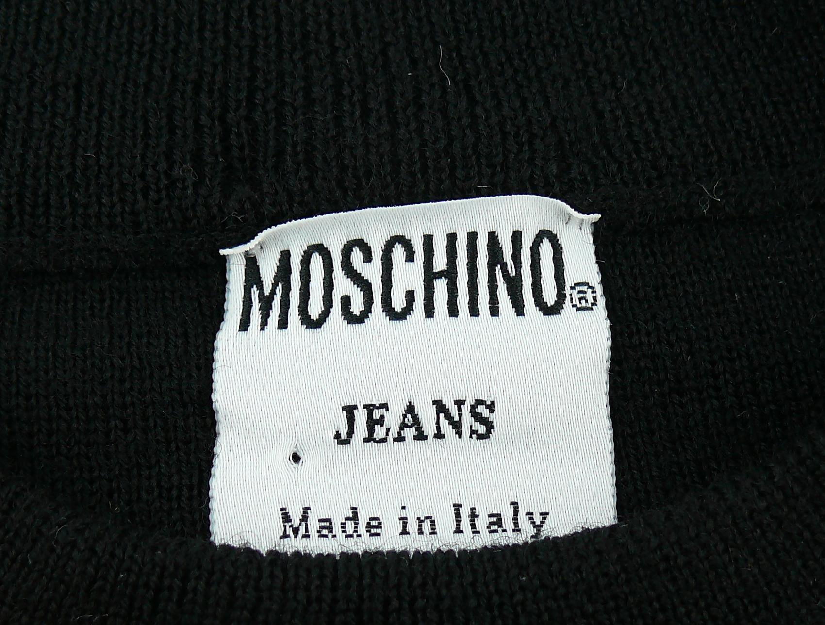 Women's or Men's Moschino Vintage Black and White Computer Screen Wool Light Sweater Size L For Sale