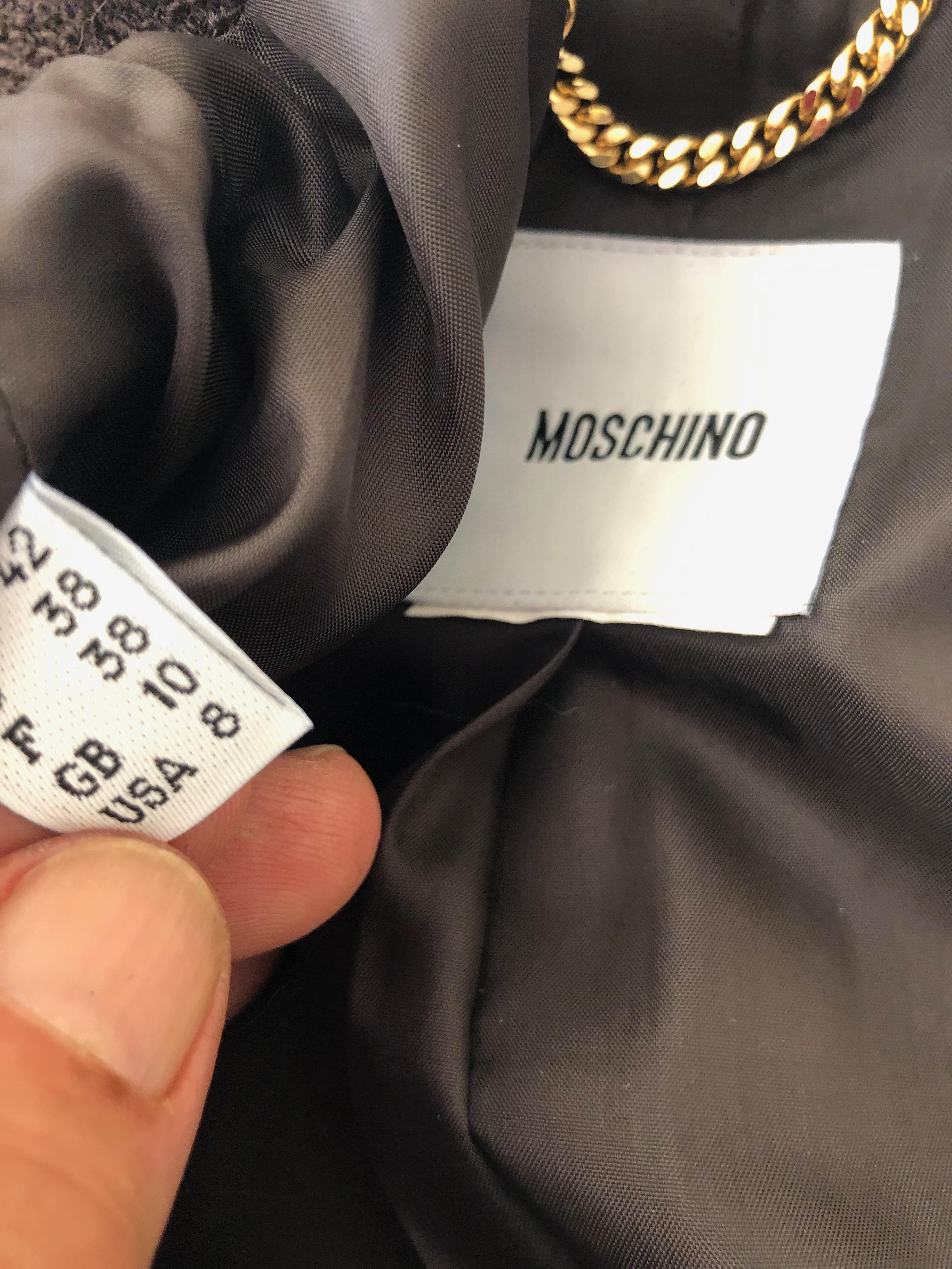Moschino Vintage Black Boucle Jacket with Mink Fur Trim 1
