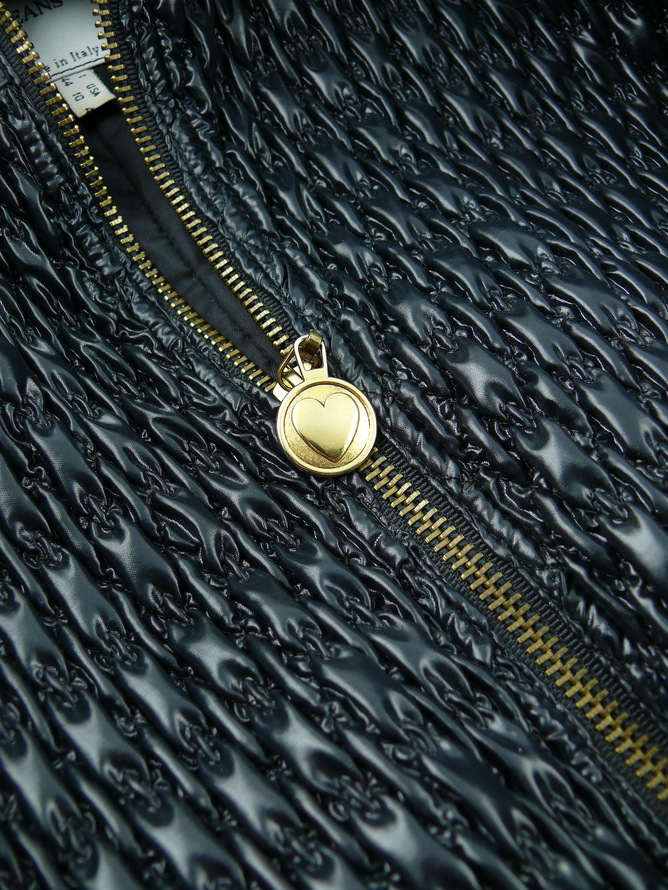 Moschino Vintage Black Chain Design Nylon Blend Padded Jacket  2