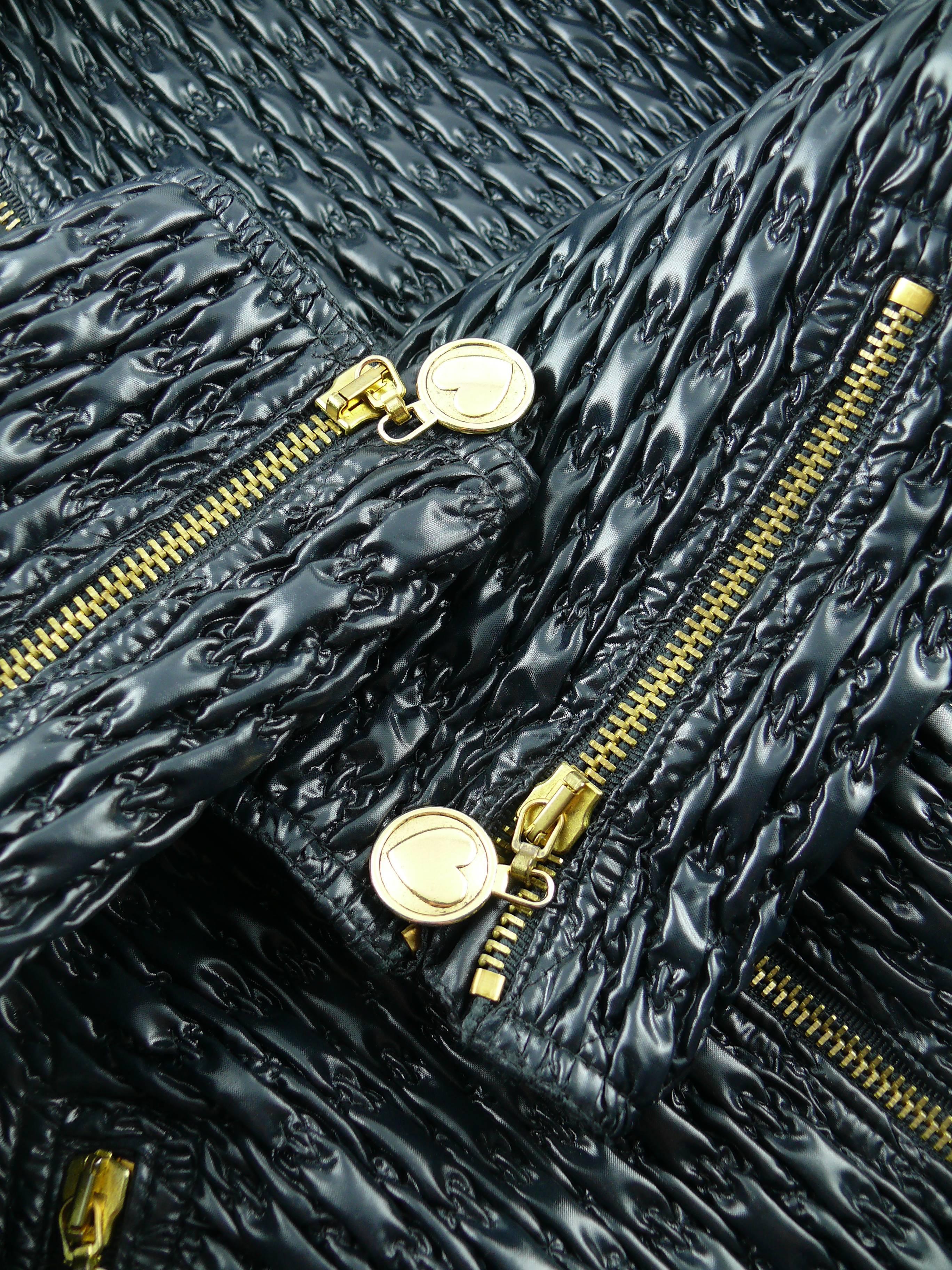 Moschino Vintage Black Chain Design Nylon Blend Padded Jacket  3