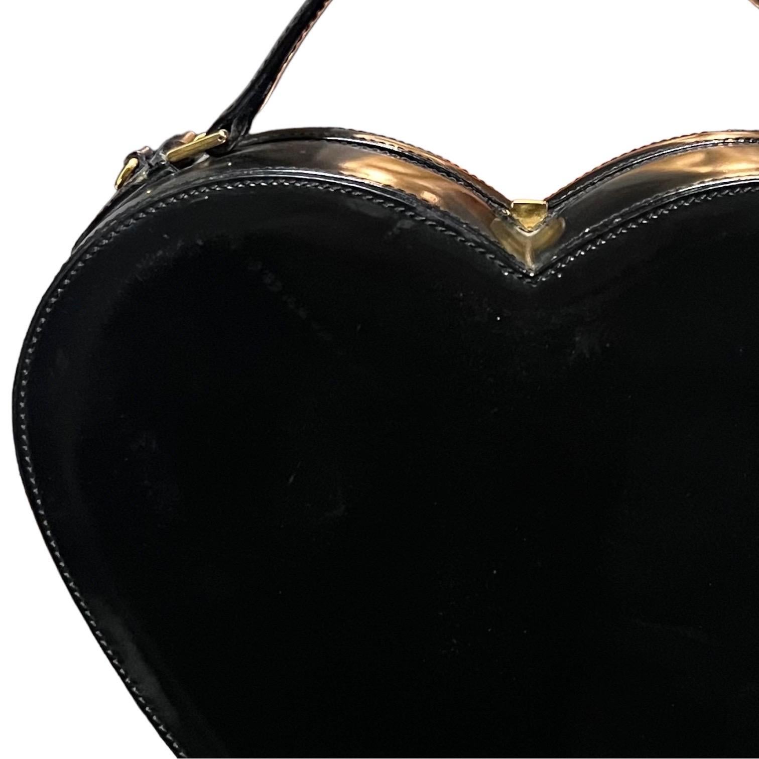 Moschino Vintage Rare Black Leather Heart Bag The Nanny 5