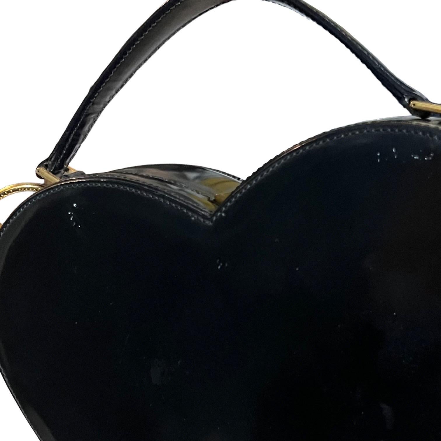 Moschino Vintage Rare Black Leather Heart Bag The Nanny 6