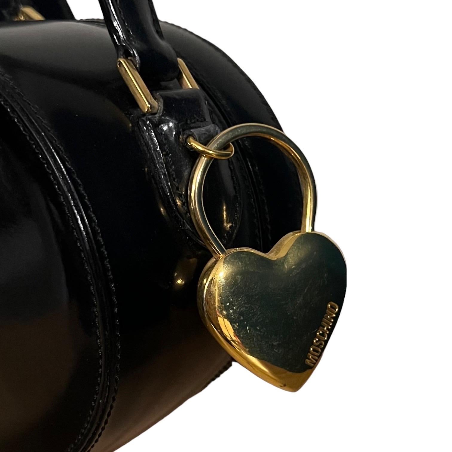 Moschino Vintage Rare Black Leather Heart Bag The Nanny 1