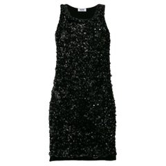 Moschino Vintage black wool 2000s sleeveless sequined midi dress