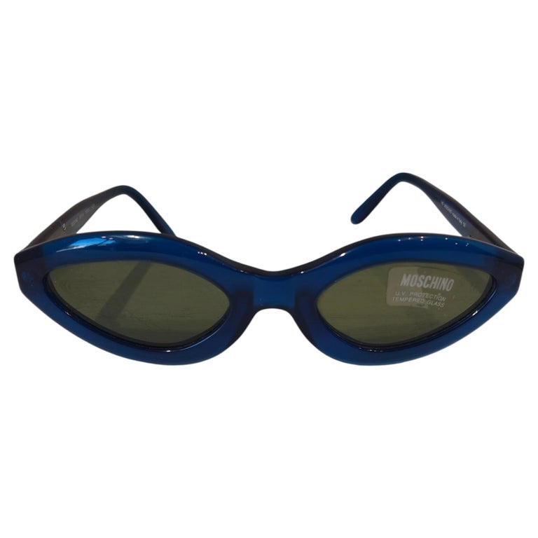 Moschino Vintage 1990s Blue Unisex Sunglasses NWOT with Dust  display picture 1