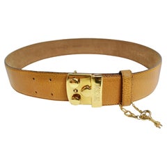 Moschino Vintage Brown Leder Schlüsselschloss Gürtel