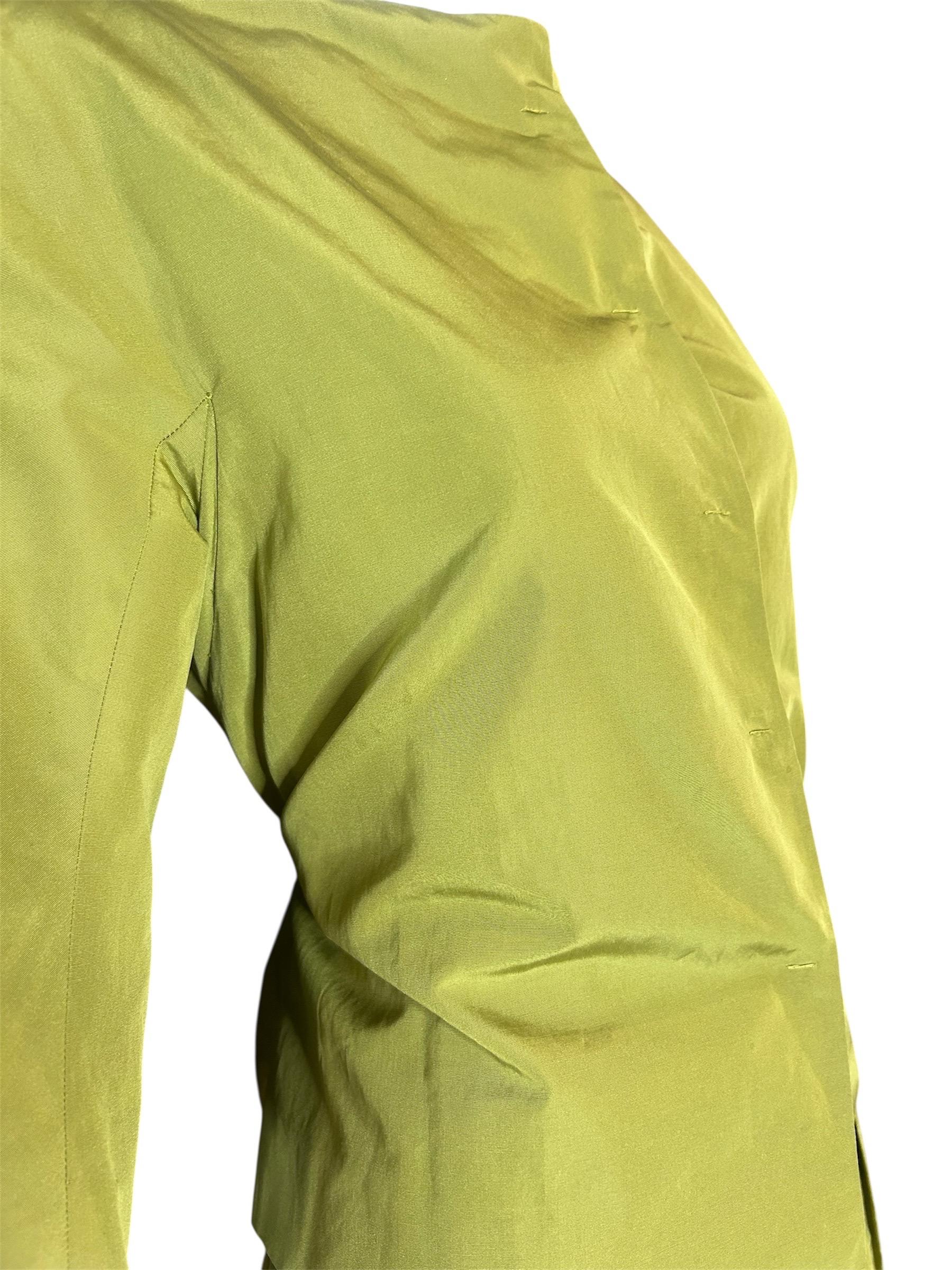 Moschino - Set di abiti con gonna in seta verde chartreuse vintage, anni '90 in vendita 1