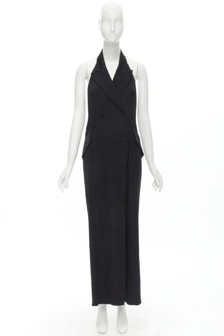 MOSCHINO Vintage Cheap Chic halter backless double breasted slit jumpsuit IT42 M For Sale 5