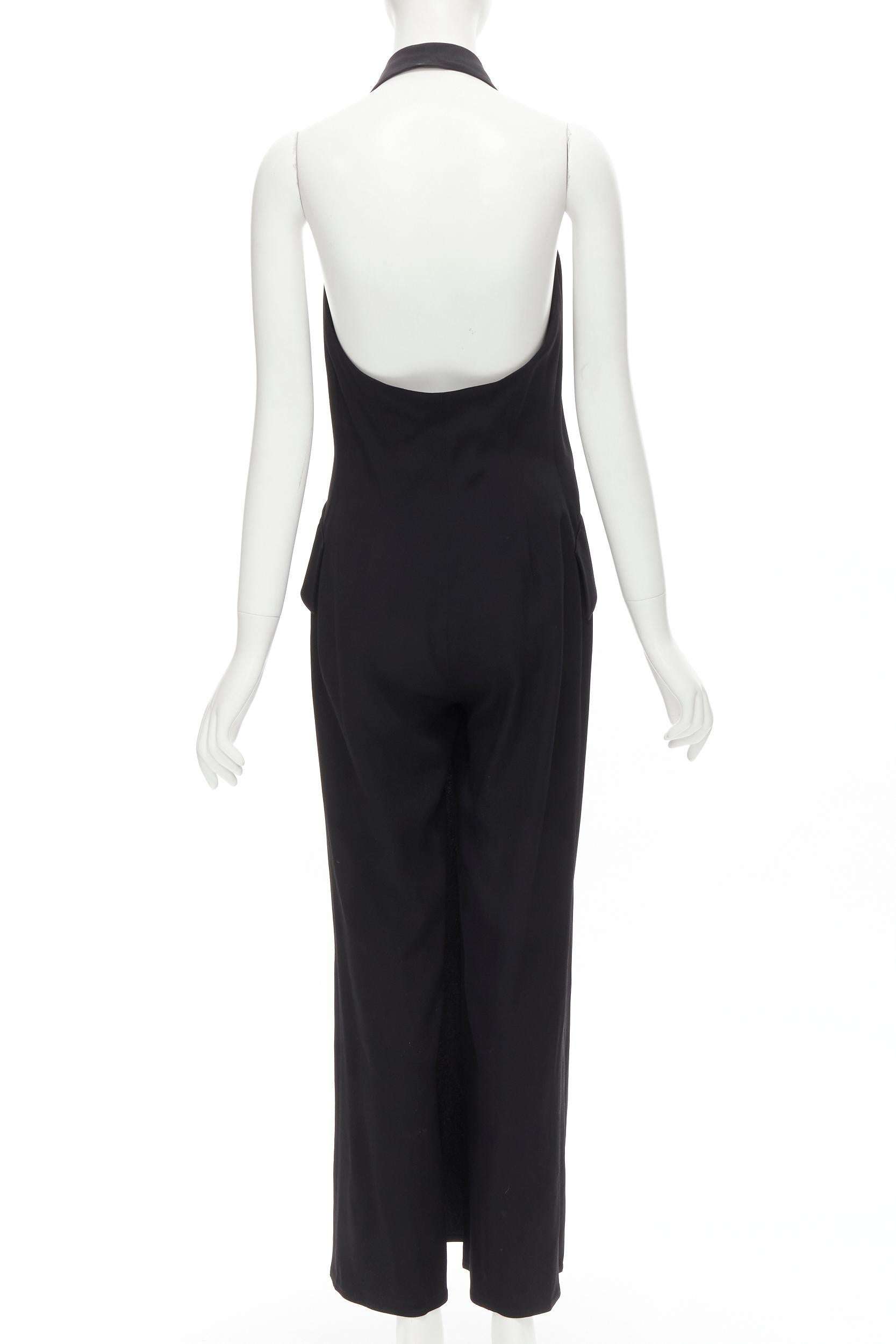 MOSCHINO Vintage Cheap Chic halter backless double breasted slit jumpsuit IT42 M In Excellent Condition For Sale In Hong Kong, NT