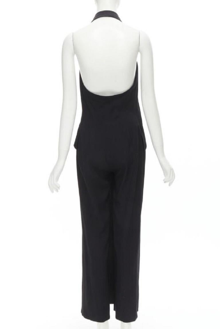 Women's MOSCHINO Vintage Cheap Chic halter backless double breasted slit jumpsuit IT42 M For Sale