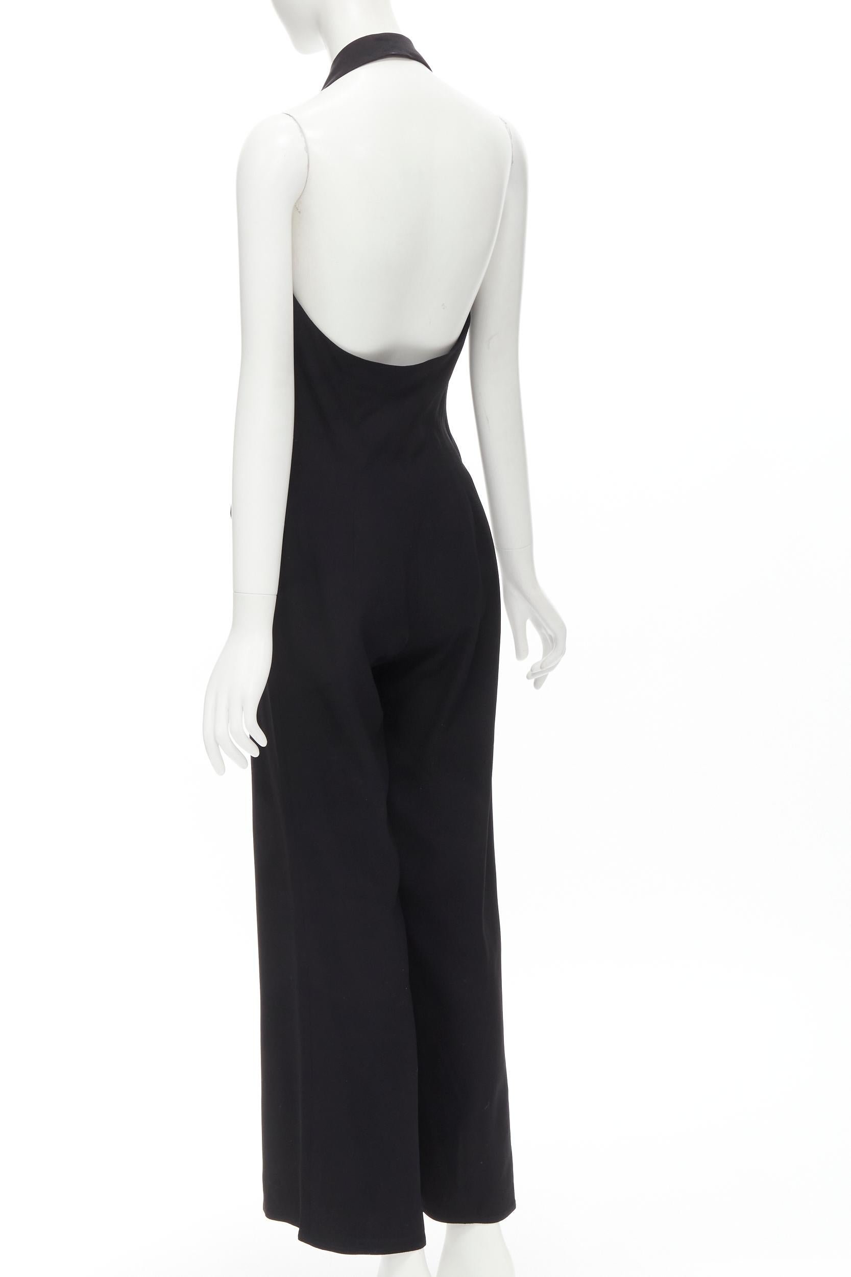 Women's MOSCHINO Vintage Cheap Chic halter backless double breasted slit jumpsuit IT42 M For Sale