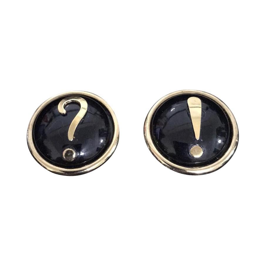 Moschino Vintage Clip On Earrings ?! Black Gold