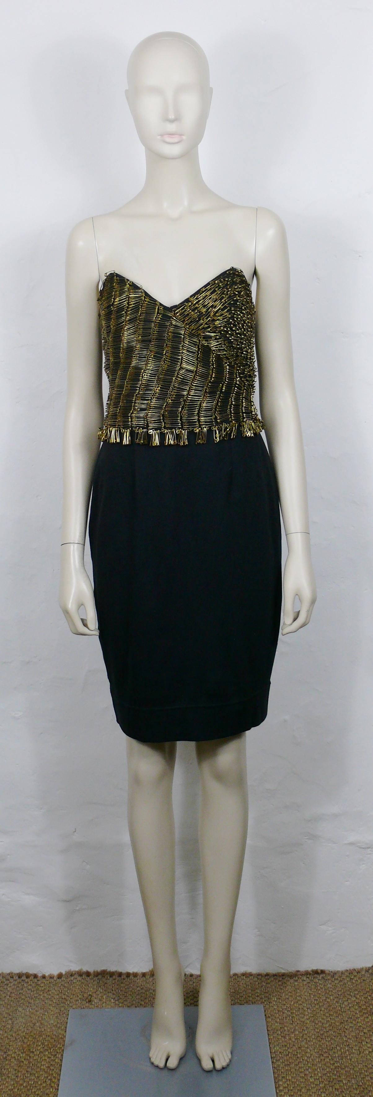 MOSCHINO Vintage Documented Safety Pin Bustier Dress US Size 10 In Good Condition For Sale In Nice, FR