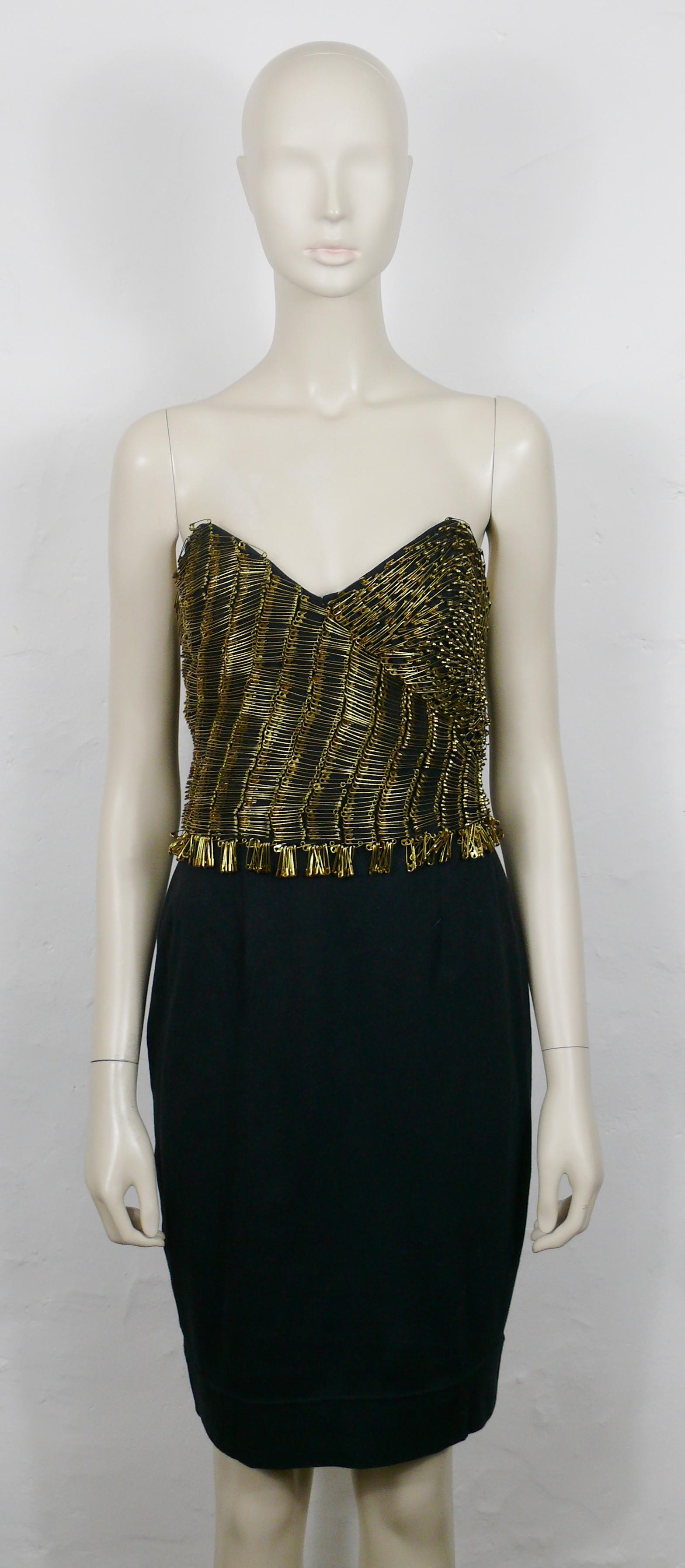 Women's MOSCHINO Vintage Documented Safety Pin Bustier Dress US Size 10 For Sale