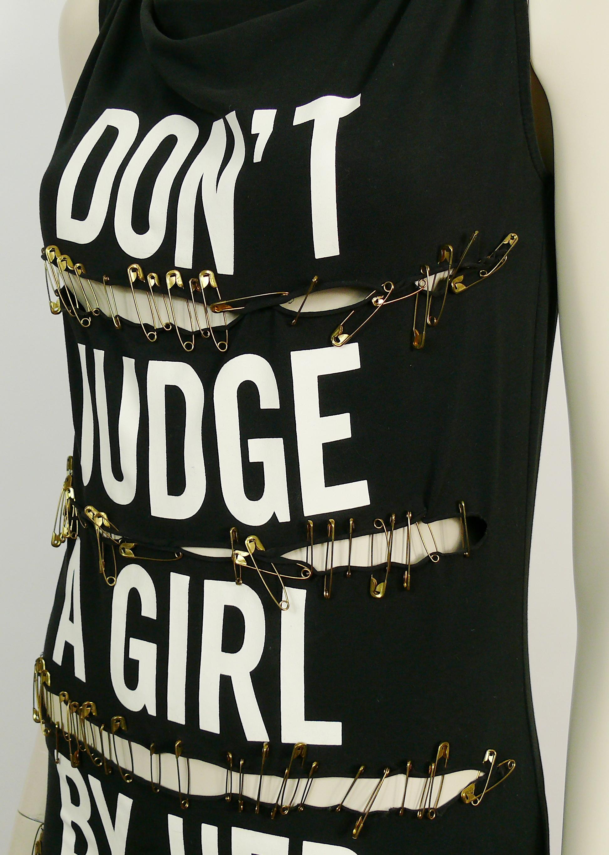 Black Moschino Vintage Don't Judge a Girl by her Clothes Mini Dress US Size 6