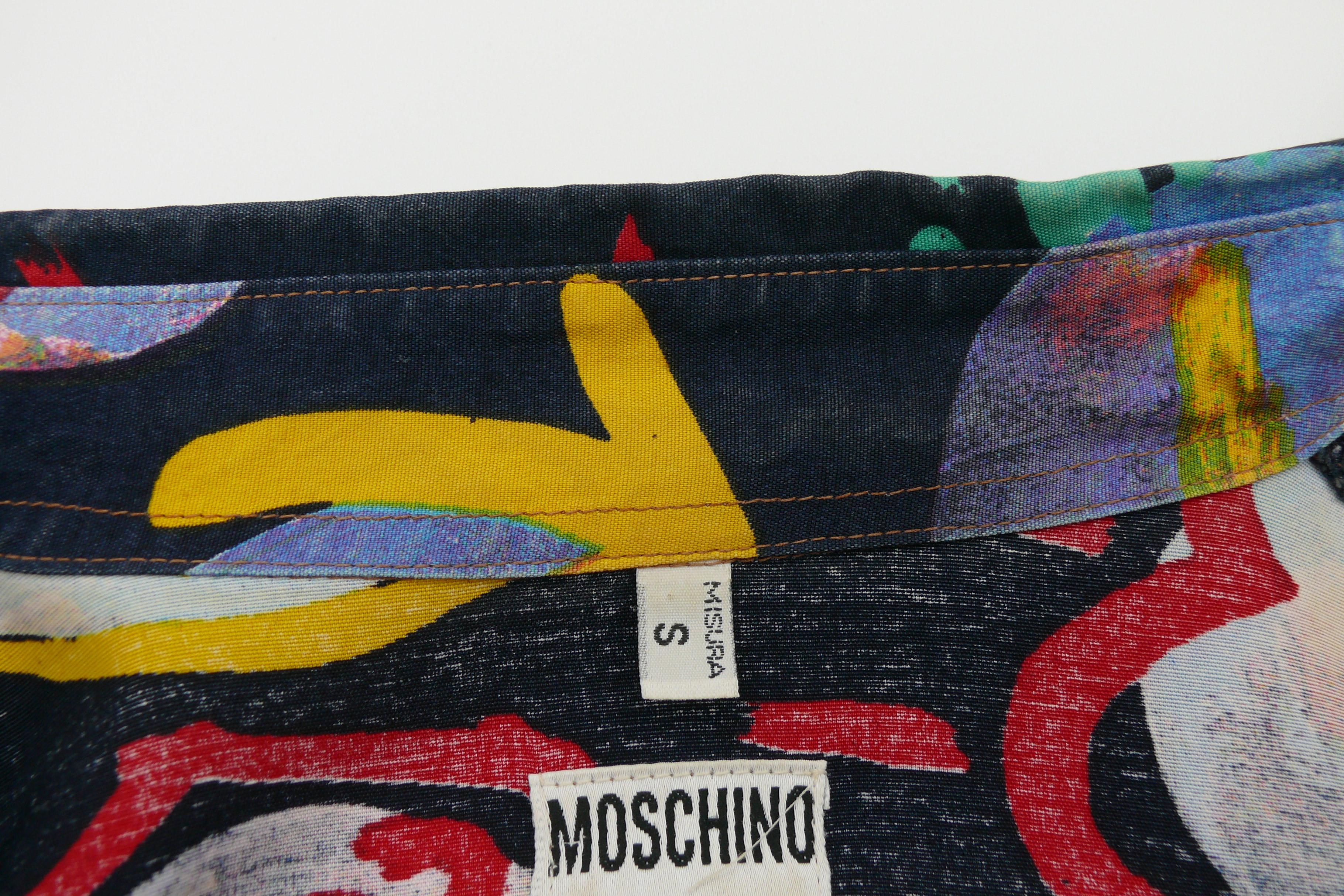 Moschino - Vintage Earth Peace Smiley Anarchy... Chemise imprimée en vente 10