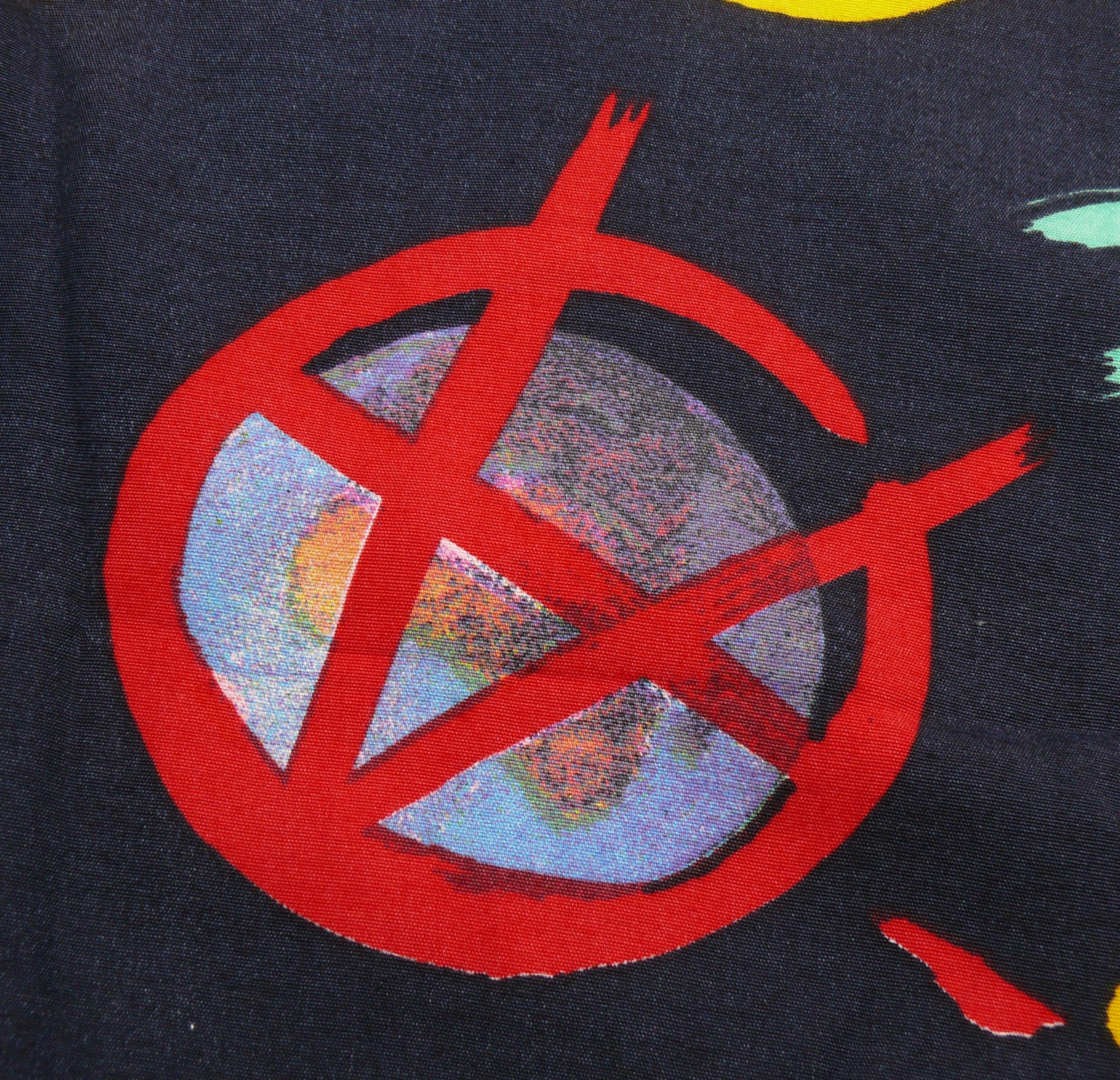 Moschino Vintage Earth Peace Smiley Anarchy... Print Shirt For Sale 1