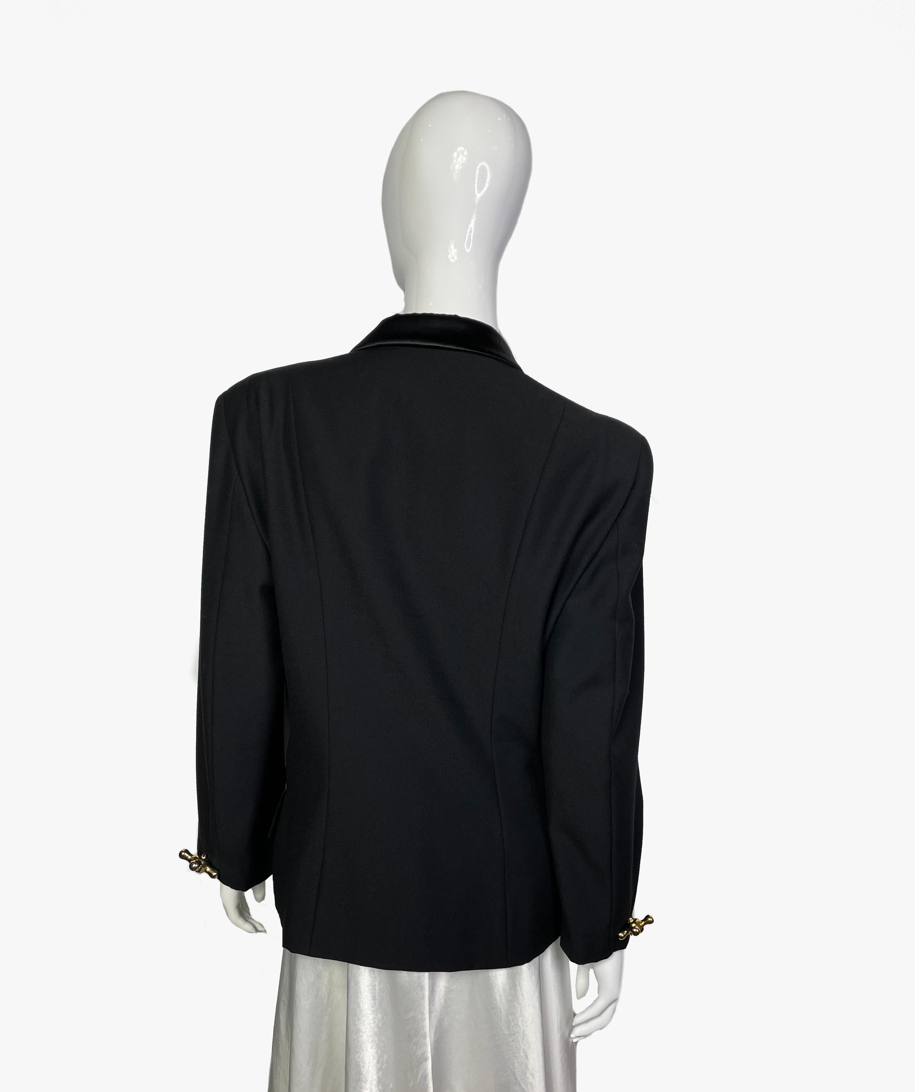Moschino Vintage Faucet Buttons Black Blazer, 1990s 3