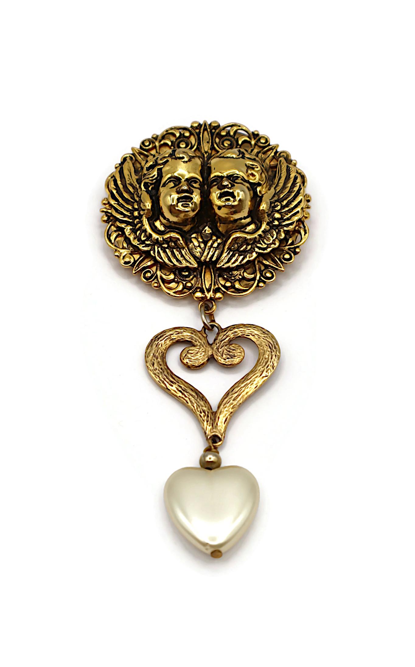 MOSCHINO Broche Ange Vintage Ton Or Bon état - En vente à Nice, FR